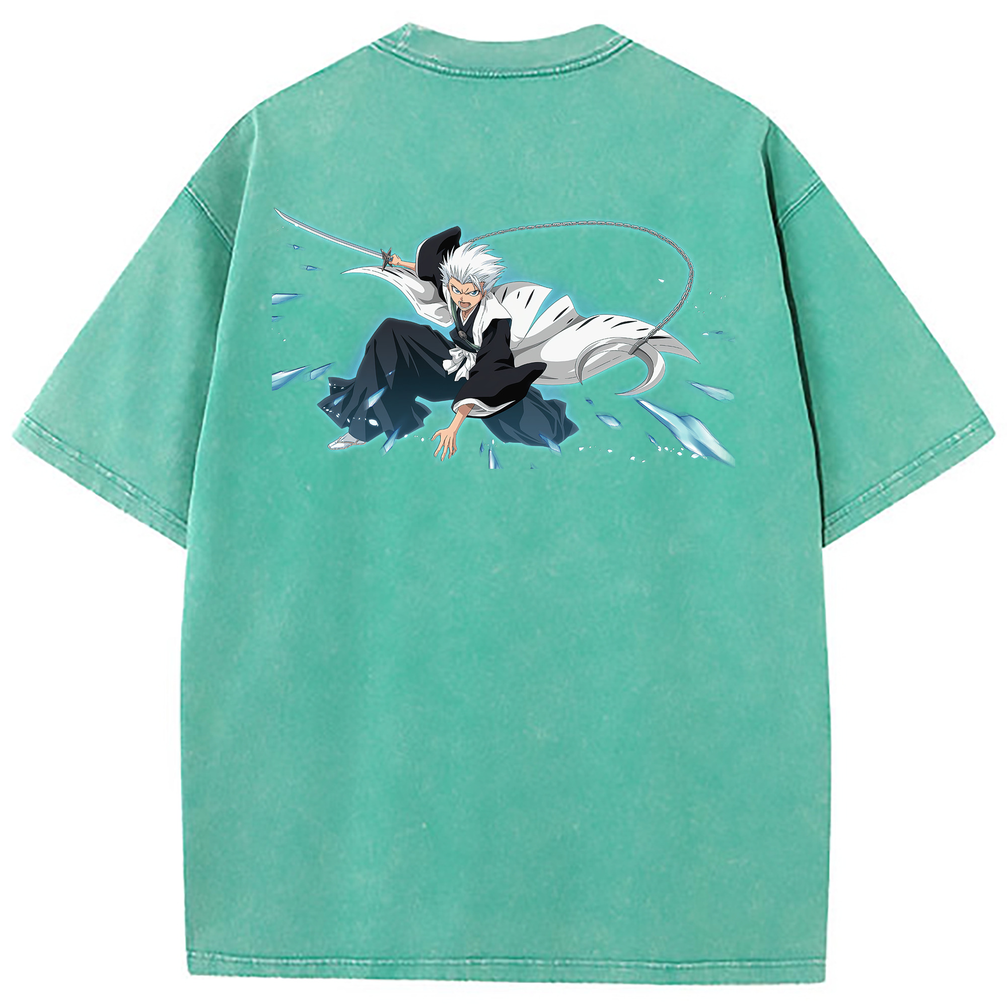 （画像用） ブリーチ 日番谷冬獅郎（ひつがや とうしろう） BLEACH Hitsugaya Toushirou 綿100% ヴィンテージ風 半袖Tシャツ（背面プリント）